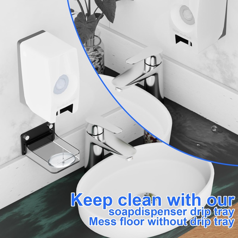 2 Pack Acrylic Dispenser Drip Tray Wall Mount Removal Soap