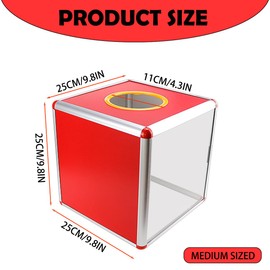 Lottery Box, raffle box, donation box, acrylic donation ballot, square raffle ball game box, transparent ticket holder, cubic storage container for fundraising