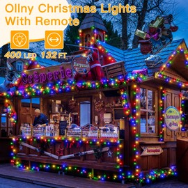 Ollny Outdoor String Lights Waterproof, 400LED 132ft Multicolor Fairy Lights with Remote 8 Modes Timer, 29V Plug-in String Lights for Bedroom Indoor Outside Party Christmas Decorations