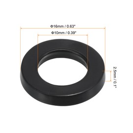 PATIKIL M10 Rubber Flat Washer, 12 Pack 10mm ID 16mm OD 2.5mm Thick Sealing Spacer Gasket Ring for Faucet Pipe Water Hose Fastener Bolt, Black