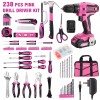 ValueMax 238PC Home Tool Kit Pink Tool Set 20V Cordless