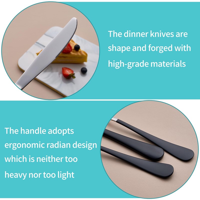 MDEALY 20-Piece Black Silverware Set for 4, 18/0 Stainless Steel