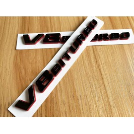 2PCS 2017+ V8 Biturbo Left & Right Side Decal Badge Sticker Emblem (Redline)