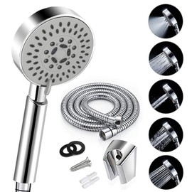 Housler® Bathroom 5 Function Handheld Shower Head with Extra Long Hose (2 meter, 78.75inches) and Adjustable Bracket Holder, Chrome