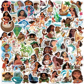 Stickers,100Pcs Moana Stickers for Water Bottle Laptop Phone Scrapbook Journaling,Cute Movie Film Vinyl Waterproof Decals for Toddlers Teens Adults,Aesthetic Cartoon Princess Stickers