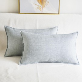 Lutanky Linen Cushion Covers Pack of 2 Elegant Rectangle Throw Pillow Cases for Sofa Bedroom Home Decoration with Invisible Zipper Silver Grey (30 x 50 cm, 2 Pieces)