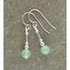 Pale Green Aventurine Gemstone & Sterling Silver Hook Drop Earrings