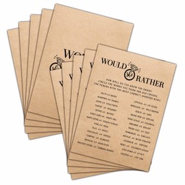 Bridal Shower Game Set - Would She Rather Party Game Cards for Wedding - Kraft Rustic Wedding Party Favor Decor - Unique Engagement/Bachelorette Party Games Supplies & Activities - 30 Game Cards