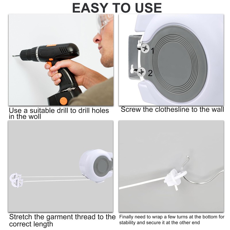 Outdoor Retractable Double-Layer Clothes Drying line - Heavy-Duty PVC Coated