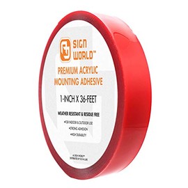 AJ Sign World BEST 1" Acrylic Double Sided Mounting Tape, Residue Free Upon Removal, Crystal Clear, Heavy Duty, Weather-resistant (1-Inch x 36-Feet)