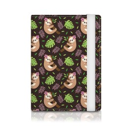 ATJFKIXL Passport Holder for Travel Essentials, RFID Premium Leather Passport Wallet Cover Case for Travel Must Haves Accessories, Passport Book Holders for Women Men Brown Boho Sloth