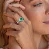 RANDES Emerald Engagement Promise Ring Green Stone Heart Rings for