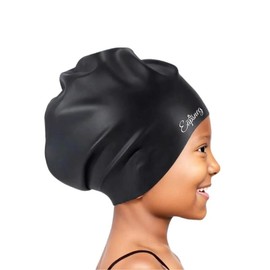 Kids Extra Large Swim Cap for Long Hair, Waterproof Silicone Swimming Caps for Boys Girls Children Youth Teen, Large Swim Hat for Long Thick Curly Hair & Dreadlocks Braids Weaves Afro Hair - Color: Blue+Rose