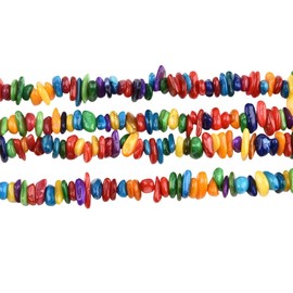 32 Inches 5-8mm Multicolored Shell Chips Gemstone Free Form Tumbled Semi Precious Irregular Strand Drilled Stone Beads for Jewelry Making