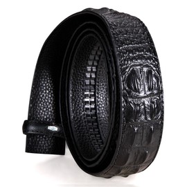 Barry Wang Mens Belts Leather,Crocodile Ratchet Belts for Men Black 35mm Slide Adjustable Alligator Business Dress Casual