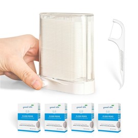 Automatic Pop Up Floss Sticks Holder and 4 Box 0.002in Soft Fine Floss, A Good Waterproof Storage Box for Floss Picks, Flossers for Adults Dispenser for Dining Table, Bathroom and Office