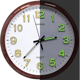 Oxmidud Glow in The Dark 3D Number Wall Clock, 12 Inch Vintage Silent Non-Ticking Battery Operated Easy to Read Retor Analog Clocks for Home Living Room Office Bedroom Decor
