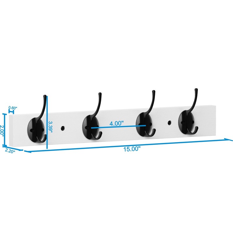 VERTORGAN Coat Hooks Wall Mounted, Wooden Hat Rack with 4