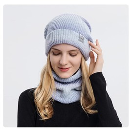 LOLO Gorros para Frio Mujer, Gorro y Bufanda Mujer, Tejido de Punto Gorro Invierno con Forro Polar