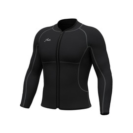 Hevto Men Wetsuits Tops 2mm Neoprene Jacket with Pocket Long Sleeve Surfing Kayak SUP Jet Ski Wet Suit for Water Sports (Tops Long, XL)