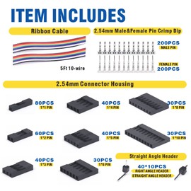 WEKESIGO 1550PCS 2.54mm Pitch Wire-to-Wire Connector Kit, Includes Pin Headers, Jumper Wire, Crimp Pins for RC Servo, Arduino, SMT, SATA, EPS, PCIE, Battery Balancer