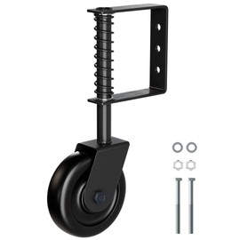 EVCUHASL 4.3" Spring Loaded Gate Caster Wheel with Bearing, Heavy Duty Gate Wheels with 360° Swivel for Outdoor Wooden Gates, Fence Gates and Metal Tube Gate, 220 Lbs Capacity, Black, 1 Pack