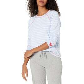 PJ Salvage Women's Loungewear Mountain Mama Long Sleeve Top, Blue Mist, L