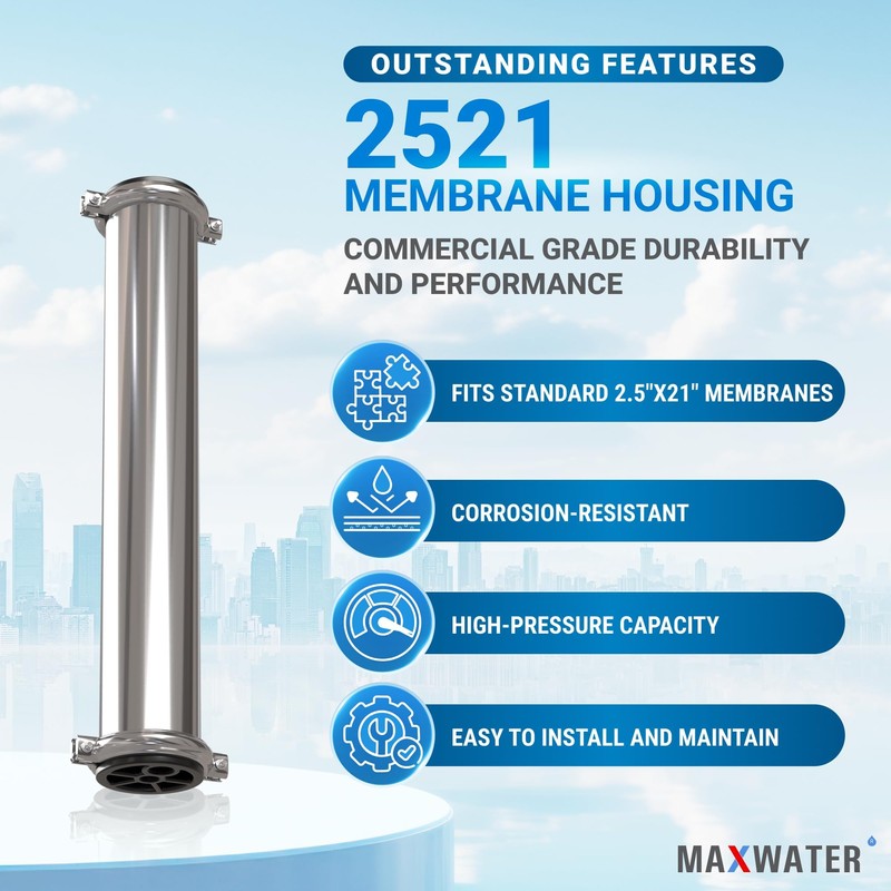 Max Water 2.5 x 21 RO Membrane Housing, Heavy Duty
