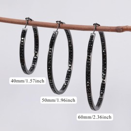 CiNily Large Hoop Earrings for Women Hypoallergenic, Stainless Steel Big Hoop Earring Rhinestone Hoops Small Hoop Earrings Jewelry Gift 40/50/60MM, 50mm, Stainless Steel, crystal