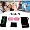 FEISEDY Rimless Y2K Sunglasses for Women Men Fashion Wrap Around
