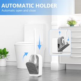 Cinola Toilet Brush and Holder 2 Set, Wall Mounted Toilet Bowl Brush with Hideaway Caddy, Toilet Cleaner Brush Built-in Drip Tray, Toilet Scrubber Brush Bathroom Decor, White RV Bathroom Accessories