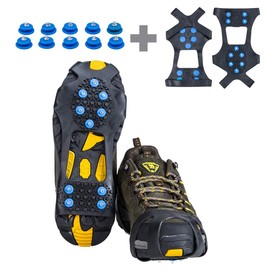 willceal Ice Cleats, Ice Grippers Traction Cleats Shoes and Boots Rubber Snow Shoe Spikes Crampons with 10 Steel Studs Cleats Prevent Outdoor Activities from Wrestling (Blue, Small)
