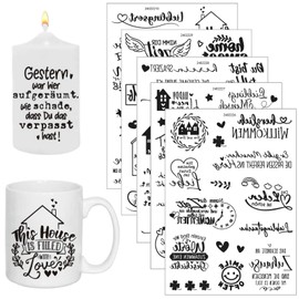 Rub On Sticker, 5 Sheets Sayings, Wipeable Film for Birthday, Wedding, Home, Furniture, Glass, Wood, Photo Album, DIY, Sticker Aesthetics for Raysin Keraflott Furniture Glass Wood (Home)