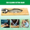 18" Bamboo Fish Cleaning Board Kit Anti-slip Fish Cutting Board