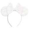 Bianbaistar White Velvet Mouse Ear Headband with Pearl Accents -
