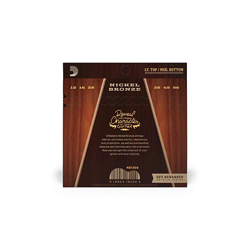 D'Addario NB1152 cuerdas de guitarra acústica de bronce de níquel,
