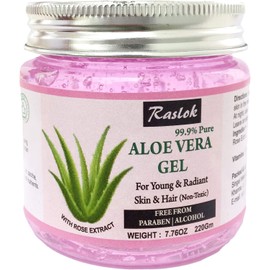 Raslok Gel De Aloe Vera Gel De Aloe Orgánico Puro Natural Para Hidratante Piel Facial Y Cuidado Del Cabello (Rosa, 7.76 Oz)