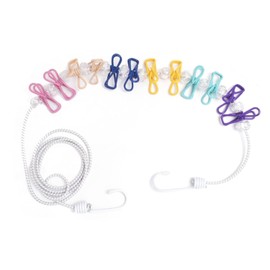 Retractable Portable Clothesline Clothing line with 12 Clothes Clips, for Indoor Laundry Drying line,Outdoor Camping (Multicolors)