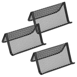 PATIKIL Business Card Holder for Desk, 3 Pack Metal Business Card Holders Mesh Card Stand Organizer Cards Display for Office Exhibition, Black