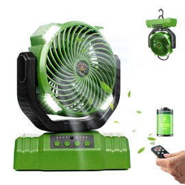 Camping Fan with LED Lantern, 10000mAh Battery Rechargeable Operated Fan, Portable Tent Fan with Hanging Hook, Remote, Oscillating, Timer, Personal Fan for Tent Car RV Hurricane Emergency(Orange)