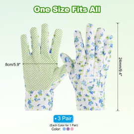 PATIKIL Floral Gardening Gloves for Women, 3 Pair Non-Slip Grip Garden Glove Women Working Yard Gloves for Yard Cleaning, Gardening, Weeding, Planting, Blue Purple Pink