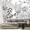 YQWDMX -Hand-Painted Flower Plant Fabric Wallpaper Simple Art Living Room