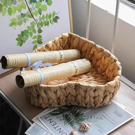 Handwoven Water Hyacinth Heart Storage Basket – 27cm x 27cm x 7cm, Decorative Organizer for Home, Office, or Gifts