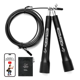 BOLD TRIBE Cuerda para Saltar "Master Jump" - Alta Velocidad - Ideal para Crossfit, Fitness, Double Unders y Boxeo - Doble Balero Metálico - Color Negro