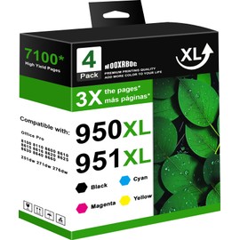 Mooxrbog 950 951XL Ink Cartridges Black Color Combo Pack Replacement for Office Pro 8600 8610 8620 8100 8630 8660 8640 276DW 251DW Printers Black Cyan Magenta Yellow 4Pack