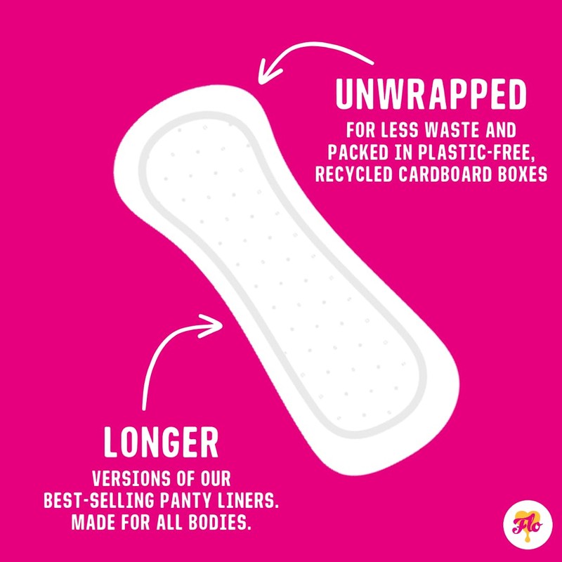Flo Organic Bamboo Leakproof, Highly Absorbent Long Panty Liners -