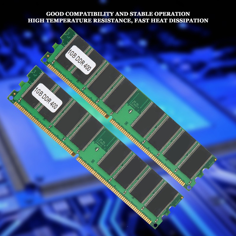 2Pcs Memory Module Desktop Computer Double‑Sided 16‑Grain DDR 1GB 400MHZ