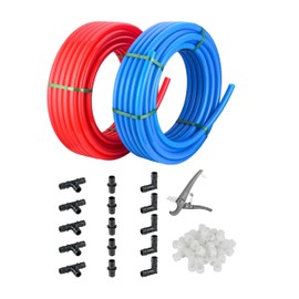 Pex-A Pipe/Fitting Combo: EFIELD 3/4-inch Pex-A Tubing 2 x100 ft (200 ft), 3/4-inch Poly Expansion Fittings- Elbow Tee Coupler (15 PCS), and Expansion Rings (50 Pcs), Pipe Cutter,(XRB99)