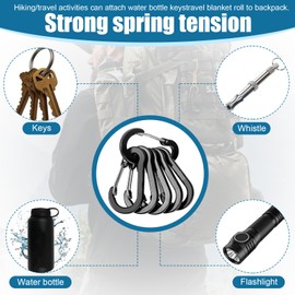 Small Carabiner Hooks, Pack of 28 Carabiner Hooks, Black, 50 mm / 1.96 Inch Mini Carabiner, Colourful Aluminium Carabiner, Key Ring Metal for Backpack, Lanyard, Outdoor, Camping, Hiking