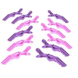 Women Styling Hairclip - 12pcs Plastic Alligator Hair Sectioning Clips,Durable Hair Styling Clips,Durable alligator hair clip with nonslip grip&wide gator big teeth for easy styling (pink+purple)